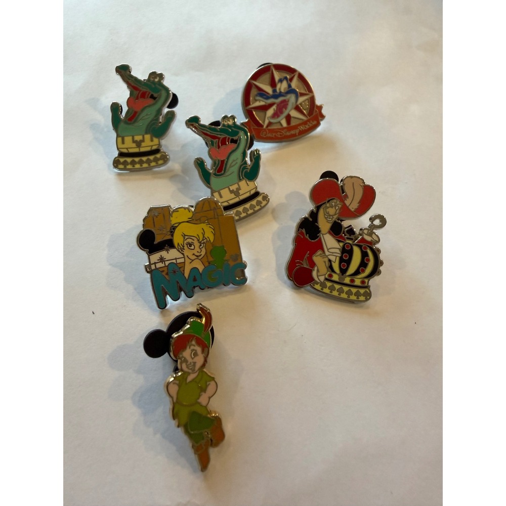 Disney Peter Pan Hidden Mickey Trading Pin Lot Hook Tinker Bell Crocodile 6pc